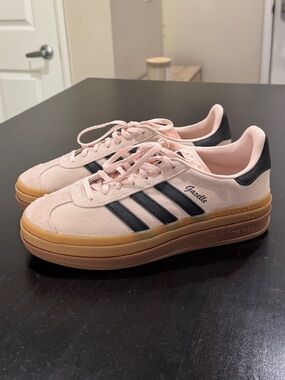 adidas Pink and Black Women’s Suede Sneakers with Gum Sole
